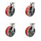 Service Caster 10'' Heavy Duty Red Poly on Cast Iron Wheel Swivel Caster Set with 2 Brakes, 4PK CRAN-SCC-KP92S1030-PUR-RS-2-SLB-2 - alternate 1